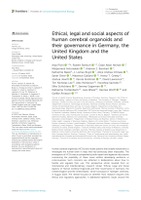 Ethical, legal and social aspects of human cerebral organoids and their governance in Germany, the United Kingdom and the United States