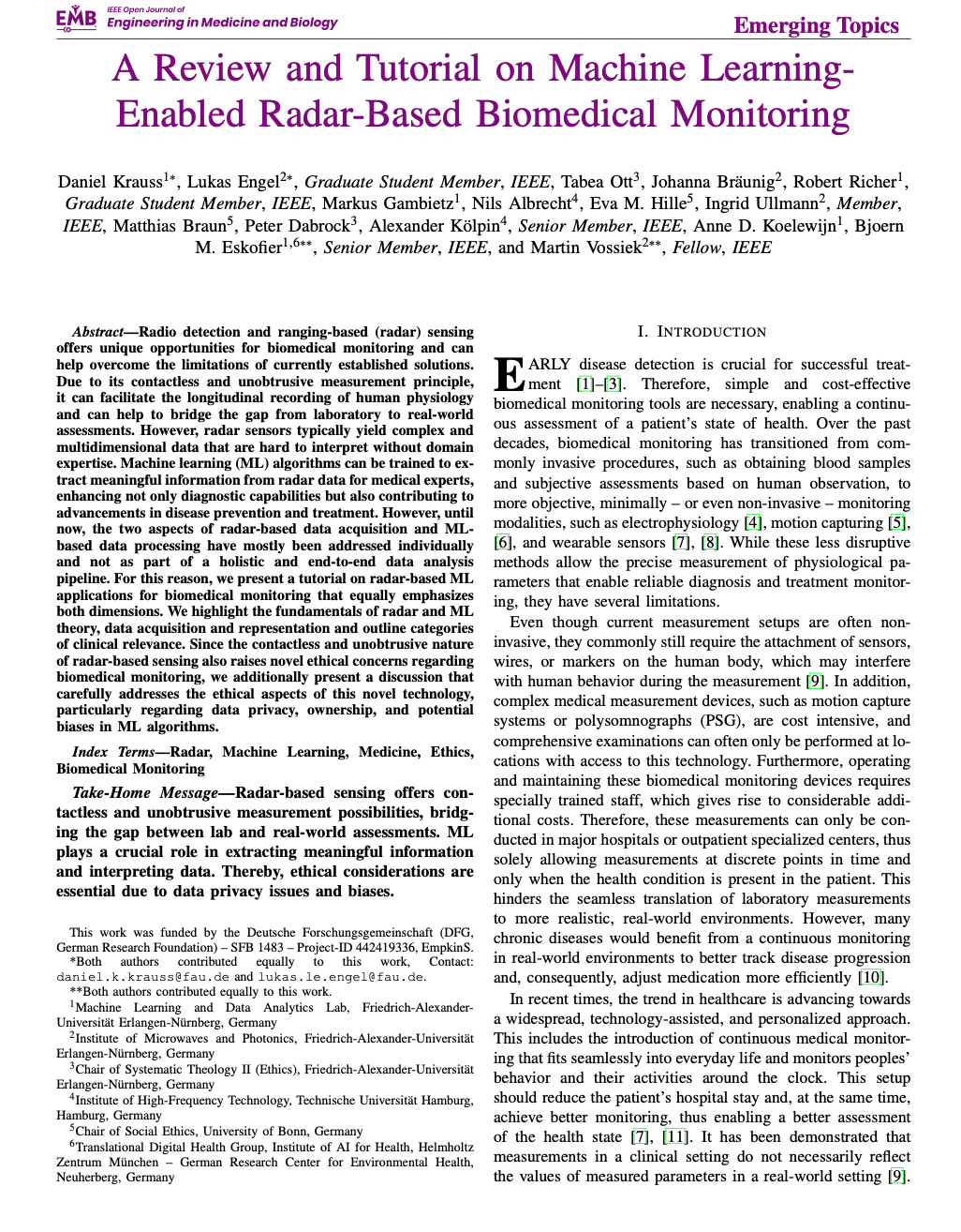 A Review and Tutorial on Machine Learning-Enabled Radar-Based Biomedical Monitoring